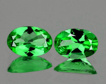 Natural Tsavorite Intense Chrome Green Garnet 6x4 mm 2 pieces Oval Faceted Cut VVS Clarity Earthly Mined Loose Gemstone