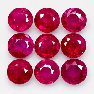 2,70 mm rund 9 st AAA eldglans naturlig rosa röd burma rubin [VS-SI]