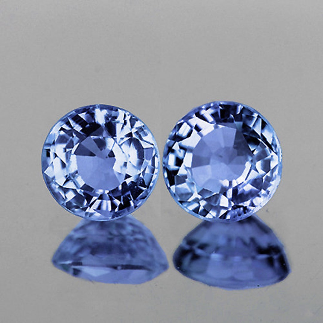 Saphir bleu clair naturel, 3,5 mm, 2 pièces, taille ronde