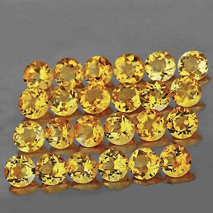 Natural Golden Yellow Citrine 2.50 mm 40 pieces Flawless-VVS Clarity Round Faceted Cut Earthly Mined Loose Gemstone for Ring Jewelry