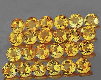 Natürliche Golden Gelb Citrin 2,50 mm 40 Stück Flawless-VVS Klarheit Runde facettierte Schnitt irdische abgebaute lose Edelstein für Ring Schmuck