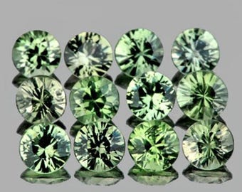 Natural Green Sapphire 2.50 mm 12 pieces Round Faceted Cut [Flawless-VVS Clarity] Earthly Mined Loose Faceted Gemstone for Jewelry Ring
