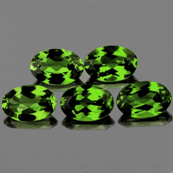 7x5 mm, 5 pieces Natural Green Tourmaline, Oval Faceted Loose Gemstone, Earthly mined, Untreated [VVS]