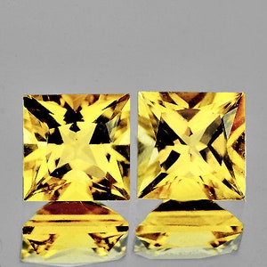 Natural Premium Ceylon Yellow Sapphire 3.5 mm 2 pieces Square Princess Cut Flawless-VVS Clarity Natural Gemstone Earthly Mined