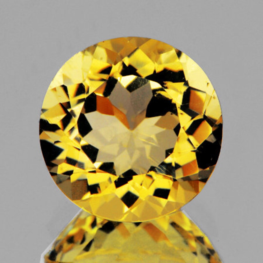 Natural Golden Yellow Citrine 9 Mm Round Faceted Cut Etsy