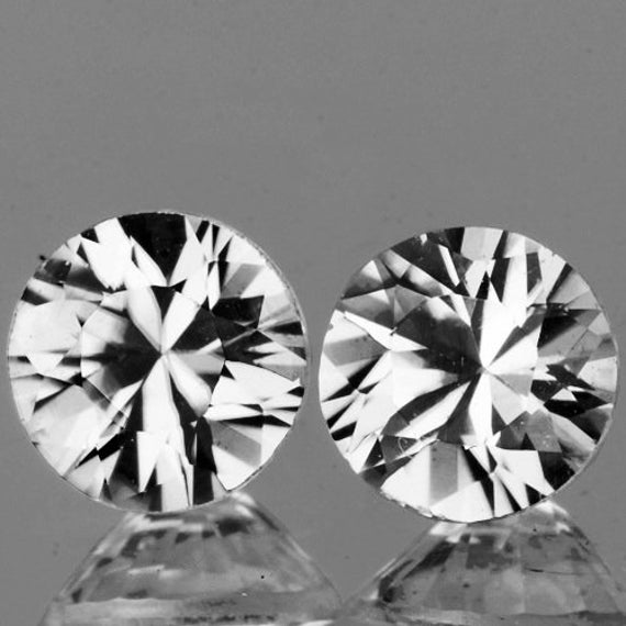 Natural White Zircon Mm Pieces Round Faceted Cut Flawless