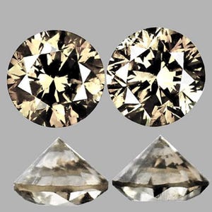 2.40 mm 2 pieces Natural Champagne Diamond [VVS-VS Clarity] Earthly Mined Loose Diamond For Jewelry Fancy Diamond Top Quality Round Cut