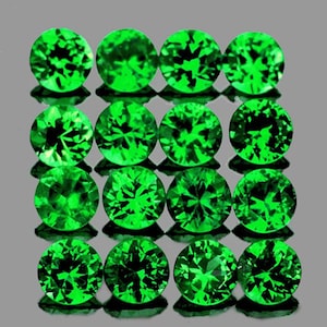 Granate verde cromo intenso tsavorita natural de 2,30 mm, 16 piezas, corte redondo facetado [claridad VVS], piedra preciosa suelta extraída de la tierra para joyería