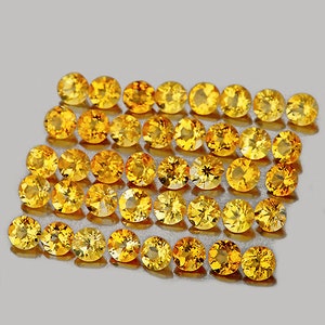 Natural Golden Yellow Citrine 1.8 mm 50pcs  Round Faceted Loose Gemstone [IF-VVS]