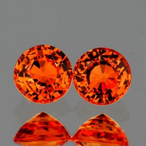 Natural Orange Sapphire 3.5 mm 2 pieces Round Faceted Step Cut VVS Earthly Mined Loose Gemstone, For Jewelry