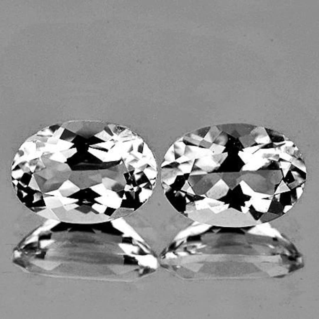 7x5 Mm Oval 2 Pieces AAA Fire Luster Natural Brilliant White Beryl ...