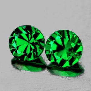 Granate Tsavorita Natural de 3,8 mm (2 piezas), Talla Redonda Facetada, Verde Cromo Intenso, Claridad VVS, Gemas Extraídas de Tierras Raras