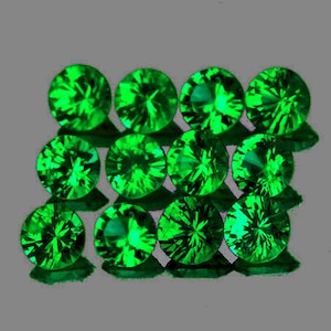 Granate verde tsavorita natural de 2,5 mm, corte redondo facetado, claridad VVS, 12 piezas, piedra preciosa suelta extraída de forma natural.