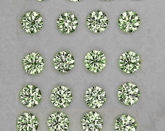 Natural Green Sapphire 2 mm 20 pieces Flawless-VVS Clarity Round Machine Faceted Cut Earthly Mined Loose Gemstone