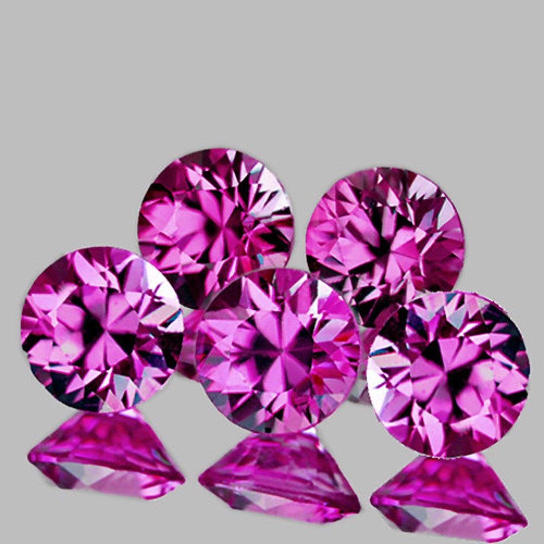 Natural Brilliant Purple Pink Sapphire, 3.3 Mm, 5 Pieces, Round Machine