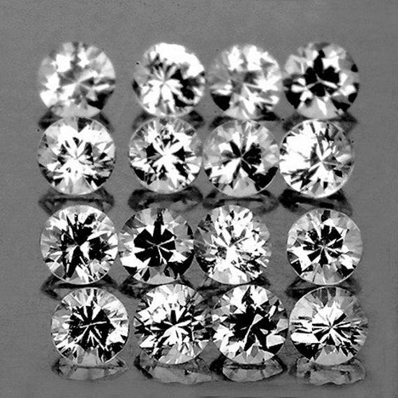 Natural White Zircon 2.5 Mm 16 Pieces Round Machine Faceted Cut