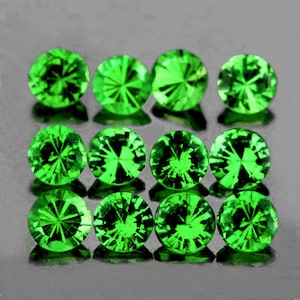 Granate verde tsavorita de cromo natural de 2,70 mm, 12 piezas, corte redondo facetado, claridad VVS, piedra preciosa suelta extraída de la tierra para joyería, anillo, bricolaje
