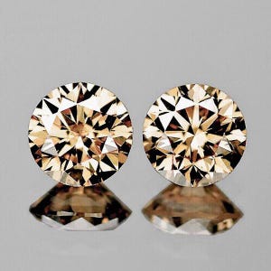 2.00 mm 2 pieces Natural Champagne Diamond [VVS-VS Clarity] Earthly Mined Loose Diamond For Jewelry Fancy Diamond Top Quality Round Cut