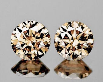 2.00 mm 2 pieces Natural Champagne Diamond [VVS-VS Clarity] Earthly Mined Loose Diamond For Jewelry Fancy Diamond Top Quality Round Cut