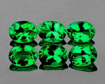 Natural Tsavorite Emerald Green Garnet 4x3 mm Oval Faceted Cut Flalwess-VVS Clarity Earthly Mined Loose Gemstones 6 pcs