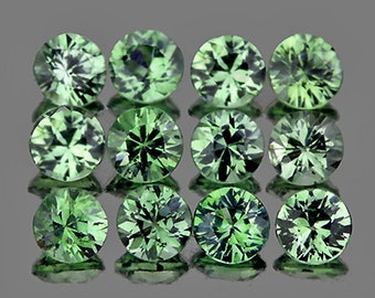 Natural Green Sapphire 2.7 mm 12 pieces Flawless-VVS Clarity Round Machine Faceted Cut Earthly Mined Loose Gemstone