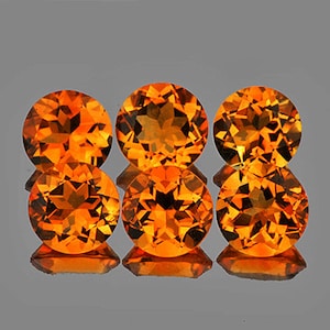 Natural Golden Orange Citrine 5 mm 6 pieces Round Faceted Cut Flawless-VVS Clarity Earthly Mined Loose Gemstone