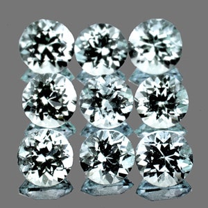 Natural Soft Blue Aquamarine 3.2 mm 9 pieces Round Faceted Cut VVS Clarity Earthly Mined Loose Gemstone