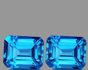 巨大ブルートパーズルース/レクタングルカット スイスブルートパーズ レクタングルファセットカット8×6mm 1粒｜天然石