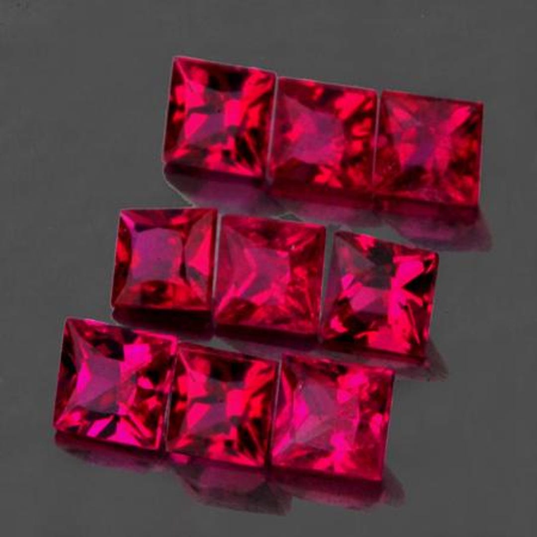 Natural Red Ruby 2.30 Mm 9 Pcs Square Cut [VVS-VS Clarity] Earthly ...