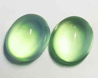 Natural Green Prehnite 9x7 mm 2 pieces Oval Cabochon Flawless-VVS Clarity  Earthly Mined Loose Gemstone