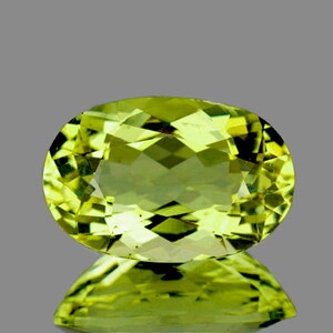 Natural Green Gold Lemon Quartz 19x12 mm Oval Faceted Cut 9.60cts Flawless-VVS Earthly Mined Loose Gemstone