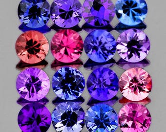 Natural Multi-Color Sapphire Lot – 16 Pieces 2.3 mm Round Machine Cut, IF–VVS Clarity, AAA Fire Luster Loose Gemstones for Jewelry