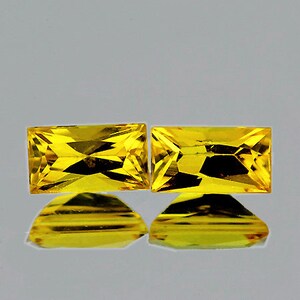 Natural Premium Ceylon Yellow Sapphire 4.5x2.5 mm 2 pieces Baguette Princess Cut Flawless-VVS Clarity Natural Gemstone