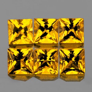 2.70 mm 6 pieces Square Cut Natural Intense Yellow Sapphire [Flawless-VVS Clarity] Outstanding Luster Natural Loose Gemstone from Ceylon