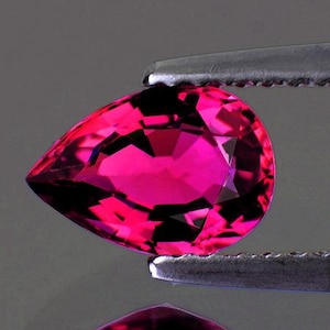 Natural Rubellite Pink Tourmaline 7x4.5 mm – 0.62ct Pear Cut, Flawless to VVS Clarity, Earth-Mined Gemstones with Intense Color for Jewelry