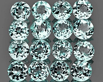 Natural Soft Blue Green Topaz, 1.50 mm, 50 pieces, Round Machine Cut Faceted, Flawless-VVS Clarity, Earthly mined Loose Gemstone For Jewelry