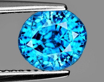 2.03cts Natural Electric Blue Zircon 6.5x5.5 mm 1 piece Earthly mined Loose Gemstone For Jewelry  Flawless-VVS Clarity From Cambodia