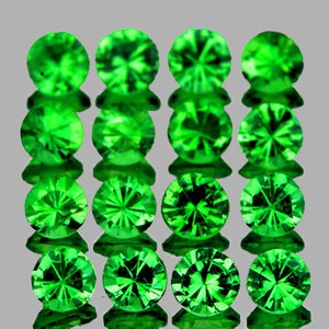 Granate verde tsavorita natural, 2,30 mm, 16 piezas, corte redondo facetado, claridad VVS, piedra preciosa suelta extraída de la tierra