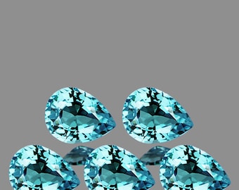 Circón azul natural 6x4 mm Corte facetado de pera 5 piezas Piedra preciosa suelta extraída terrestre de Camboya Claridad impecable-VVS