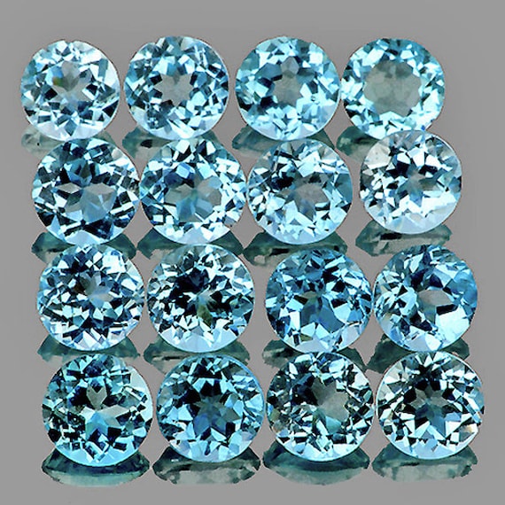 Mm 20 Pieces Round Cut Natural Sky Blue Topaz AAA Luster