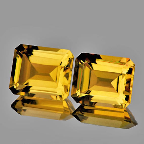 Natural Golden Yellow Citrine 9x7 Mm 2 Pieces Octagon Etsy