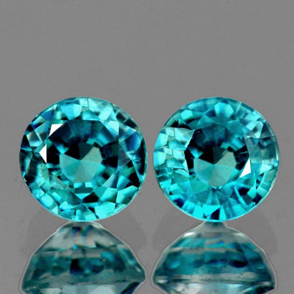 Natural Seafoam Blue Zircon 4.8 mm 2 pieces Round Faceted Cut Earthly Mined Loose Gemstone VVS Clarity, For Jewelry