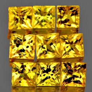 Natural Premium Intense Ceylon Yellow Sapphire 2.6 mm 9 pieces Square Princess Cut VVS Clarity Natural Gemstone Earthly Mined