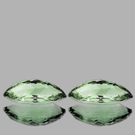 Natural Green Amethyst 12x6 Mm 2 Pieces Marquise Faceted Cut