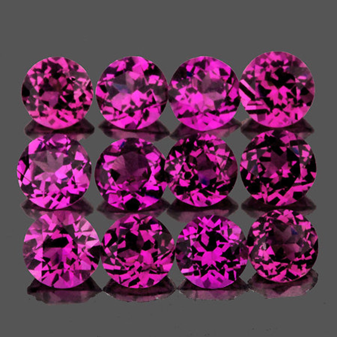 Natural Pinkish Purple Rhodolite Garnet 3.2 Mm 12 Pieces Round Faceted ...