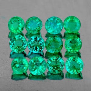 Natural Green Emerald 2.7 mm 12 pieces Round Faceted Cut [VS-SI Clarity] Earthly Mined Loose Gemstone for Jewelry Ring from Zambia