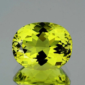 Natural Green Gold Yellow Lemon Quartz 16x12.5 mm Oval Faceted Cut Flawless-VVS Earthly Mined Loose Gemstone