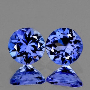 Natural Brilliant Purple Blue Tanzanite 4 mm 2 pcs Round Faceted Cut Flawless-VVS Clarity Earthly Mined Loose Gemstone