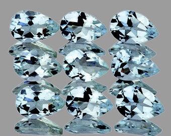 Natural Sky Blue Aquamarine 5x3 mm 9 pieces Pear Faceted Cut Flawless-VVS Clarity Earthly Mined Loose Gemstone
