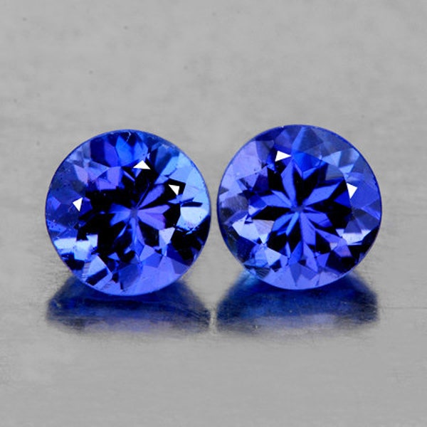 Natural Intense Purple Blue Tanzanite 4 mm 2 pieces Round Faceted Cut Flawless-VVS Clarity Earthly Mined Loose Gemstone